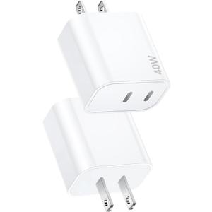 USB C Charging Block Fast Charger,2Pack 40W Dual Port Fast USB C Wall Charger Block,Type C Charging Plug Power Adapter Compatible with iPhone 17 Pro Max/Air/17e/16e/16 Plus/15/14/13/12/11/XS/XR/X,iPad