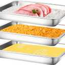 3Pcs Stainless Steel Breading Trays Set, Breading Dishes for Chicken Breasts, Marinating Meat and Prepping Meals (10.4" x 7.7" x 1.9")