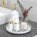 9" Oak Wood Bathroom Tray for Counter, Vanity Tray for Perfume Lotion Candle Makeup Jewelry Sink Soap Holder Turntable Dresser Organizer Countertop Coffee Table Decor Organization and Storage White