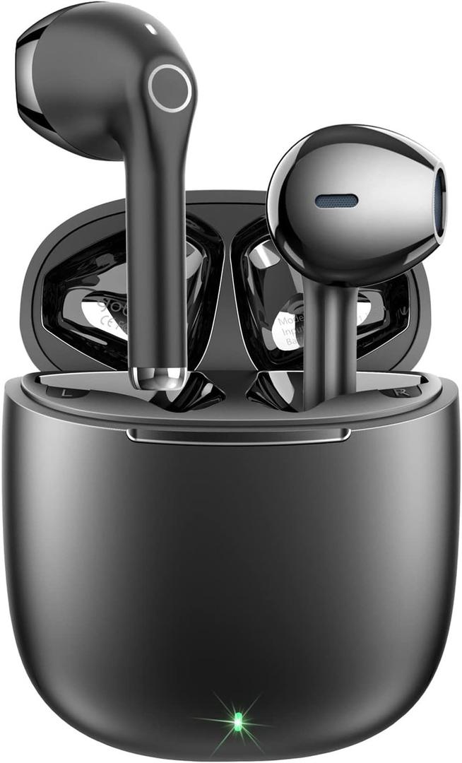 yobola Wireless Earbuds, Bluetooh Earbuds, Deep Bass Light Weight Mini Wireless Headphones for Running/Fitness, 25Hrs Playtime, Built-in Microphone, Touch Control, IPX5 Waterproof (Black)