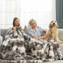 Cozy Bliss Faux Fur Throw Blanket for Couch, Fuzzy Soft Plush Thick Bubble Blanket for Sofa Bedroom Living Room, 60 * 80 Inches Tie-dye Taupe, Twin