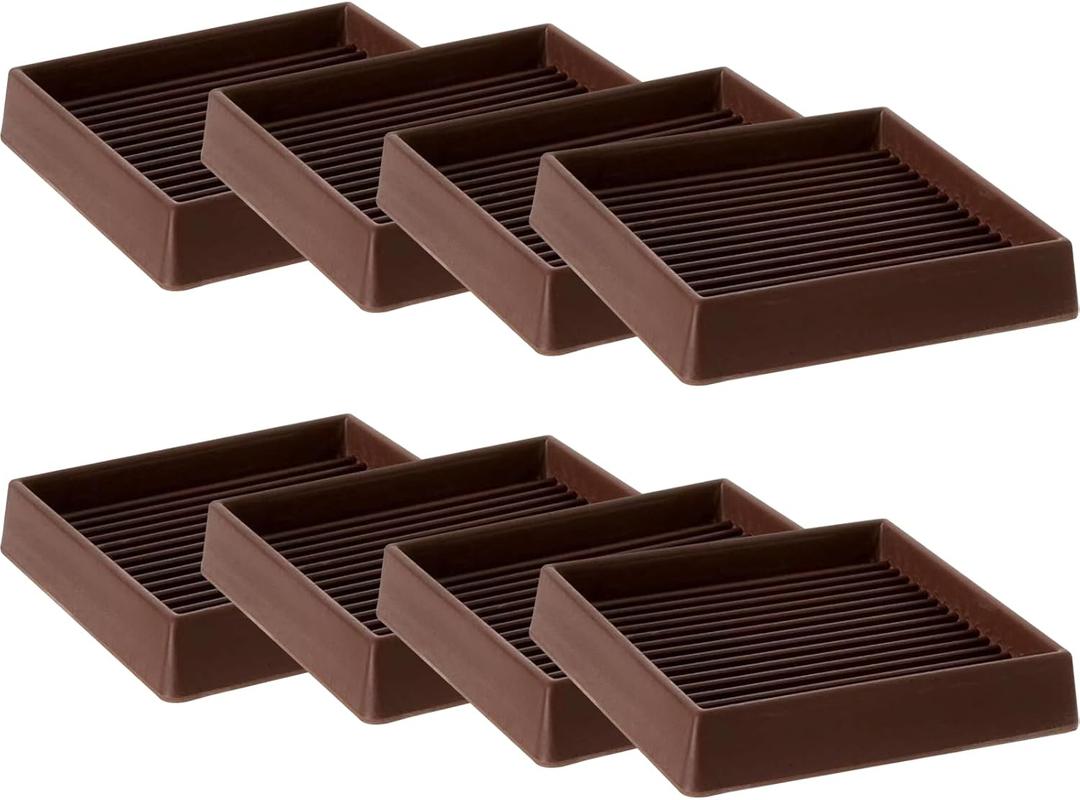 CalPalmy 4X4 Square Rubber Furniture Caster Cups with Anti-Sliding Floor Grip (Set of 8) - Customer Trusted Floor Pads for Furniture Legs and Furniture Floor Protectors