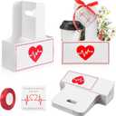 Faccito 24 Set Nurse Appreciation Gifts 2-Cup Drink Carrier with Handle Holiday Kraft Paper Coffee Cup Holder, Include Greeting Card & Ribbon for Thank Nursing Assistant Graduates Party Favors