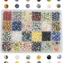960pcs Natural Stone Beads Crystals Round Genuine Real Stone Beading Loose DIY Gemstone for Bracelet Jewelry Making(6mm,24 Color)