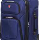 SWISSGEAR Sion Softside Expandable Spinner Luggage Durable Lightweight Travel Suitcase, Blue, Carry-On 21-Inch