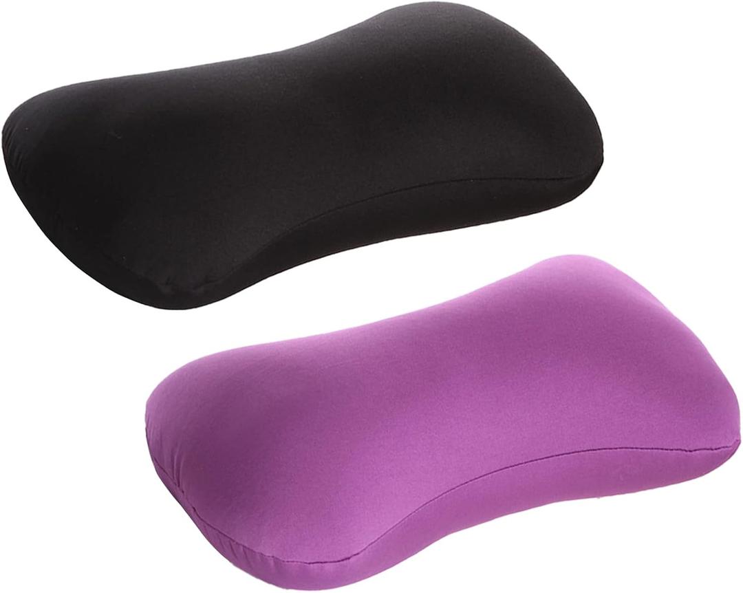 2 Pack Microbead Neck Pillow Squishy, Bone Headrest Pillow Neck & Cervical Support Bolster Cushion Comfortable Soft Universal Tube Pillow for Home Sofa Bed Travel Car Sleeping (Black + Purple)