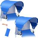 Universal Wind-Resistant Chair Umbrella Canopy, Foldable Portable UPF 50+ Sun Shade Attachment with Adjustable Clamp, Fits Most Beach, Outdoor, Camping, Lawn, Zero Gravity Chairs, Wheelchairs, 2 Pack