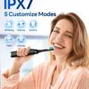 Bymore Electric Toothbrush for Adults,Travel Sonic Toothbrush with 8 Replacement Heads, Ultra Clean Rechargeable Toothbrush Portable One Charge for 330days 5 Modes 2mins Timer-Black (1 Count (Pack of 1))