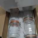 Anwoi Wide Mouth Glass Jars with Airtight Lid 32OZ 4 Pack, Kitchen Storage Large Clear Canister Jars with Hinged Lid with Measurement Marks For Canning,Coffee,Flour,Sugar,Beans