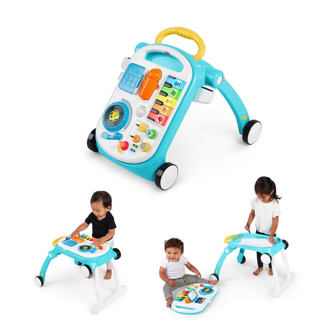 Baby Einstein Musical Mix N Roll 4-in-1 Push Walker, Activity Center, Toddler Table & Floor Toy, 100+ Songs & Phrases, DJ Station with Piano