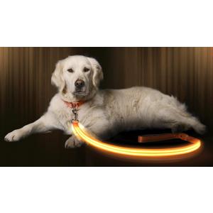 ILLUMISEEN LED Light Up Dog Leash | Ultra High Visibility Up to 350 Yards | 3 Lighting Modes | USB Rechargeable, No Batteries Needed | Padded Handle & Rotating Swivel Clasp to Prevent Leash Tangling (4 Feet, Bright Orange)