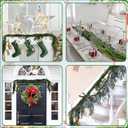 9 ft Christmas Artificial Cedar Garlands Real Touch Christmas Cedar Garland 3 Cow Bells with Bell Banner Xmas Realistic Faux Greenery Pine Garlands for Mantel Fireplace Stair Winter Decor
