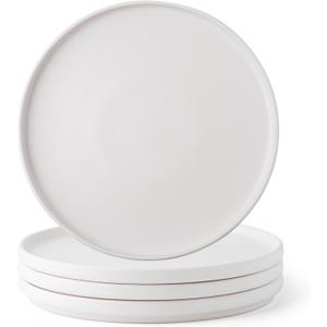 AmorArc Ceramic Dinner Salad Plates Set of 4, 8.5 Inch Reactive Matte Glaze Dish Set, Dessert, Salad, Appetizer, Small Dinner Plate, Microwave, Dishwasher Safe,Scratch Resistant,Matte White