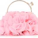 Women Floral Clutch Purses Satin Flower Evening Bag Party Prom Handbags