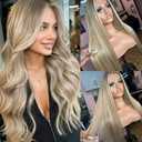 Ombre Blonde Lace Front Wig Human Hair for White Women Ash Brown Roots to Ash Blonde with White Platinum Highlights Glueless Wigs Human Hair Pre Plucked with Baby Hair 180% Density Straight 20 Inch