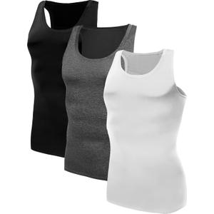 NELEUS Men's 3 Pack Dry Fit Compression Tank Top (X-Large, 802# 3 Pack:black/Grey/White)