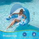 Pool Float for Adults with Canopy, XL Inflatable Chair Lounge Floaties with Adjustable Sun Shade Cover, Drink Holder, Ergonomic Headrest