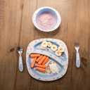 The First Years Bluey 4-Piece Place Setting - BPA Free Dishwasher Safe Toddler Dinnerware Set with Divided Plate, Bowl, Fork, Spoon - Multicolor