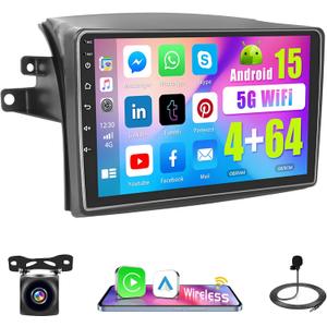Android 15 Car Radio for Toyota Sienna 2004-2010, 9 inch Capacitive HD Touch Screen for Sienna Head Unit with Carplay Android Auto 5G WiFi GPS Bluetooth 5.0 1280 * 720 4+64G
