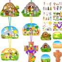 Funrous 48 Pack Easter Religious Craft Kits Easter Sticker Scene Craft Christian Cardboard He Lives DIY Ornaments for Kids for Jesus Christian Religious Sunday School Supplies 6 Styles