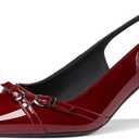 Kitten Heels for Women Closed Pointed Toe Heels Patent Leather Low Heel Slingback Dress Shoes Feature Adjustable Buckle for Date Party Work Office Comfortable Sexy Pumps Shoes 9