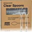 200 Count Clear Plastic Spoons, Heavy Weight Disposable Spoons Cutlery Plastic Utensils, Clear PlasticSilverware Bulk