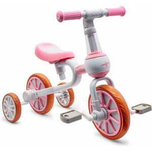 XIAPIA 3 in 1 Toddler Bike for 2-4 Year Old Girl Boy, Kids Tricycle with Adjustable Seat, Detachable Pedal and Training Wheels, Baby Balance Bike Trikes Riding Toys, Kids Chirstmas Birthday Gifts Pink