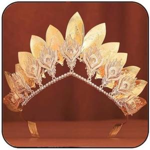 Gortin Gold Leaf Crown Wedding Headband Goddess Halo Crown and Tiara Bridal Princess Headpiece Costume Headwear Hair Accessories for Women