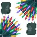 100 16FT LED Christmas String Lights Outdoor, Battery Operated Lights for Indoor Outside Holiday and Tree Decor, Hanging Lighting Decorations (Multicolor, 2 * 50)
