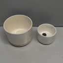 LE TAUCI Ceramic Plant Pots, 4.3+5.3+6.8 inch, Set of 2, Planters with Drainage Hole and Saucer, Indoor Flower Pot with Hole Mesh Pad, Gifts for Mom, White