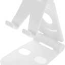 Plastic Double Phone Holder Desktop Stand Multifunctional Tablet Support with Device Slots for Cellphone and Tablet Stable White Abs Material for Home Office Travel