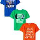 The Children's Place Boys School,Learning Short Sleeve Graphic T-Shirts,3 Pack (X-Large, 1st Day of 1st Grade/Game Over/I Talk)
