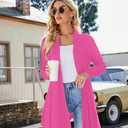 Uvog Women's Draped Front Open Cardigan Casual Long Sleeve Lightweight Cardigans Sweaters Duster (Pink, L)