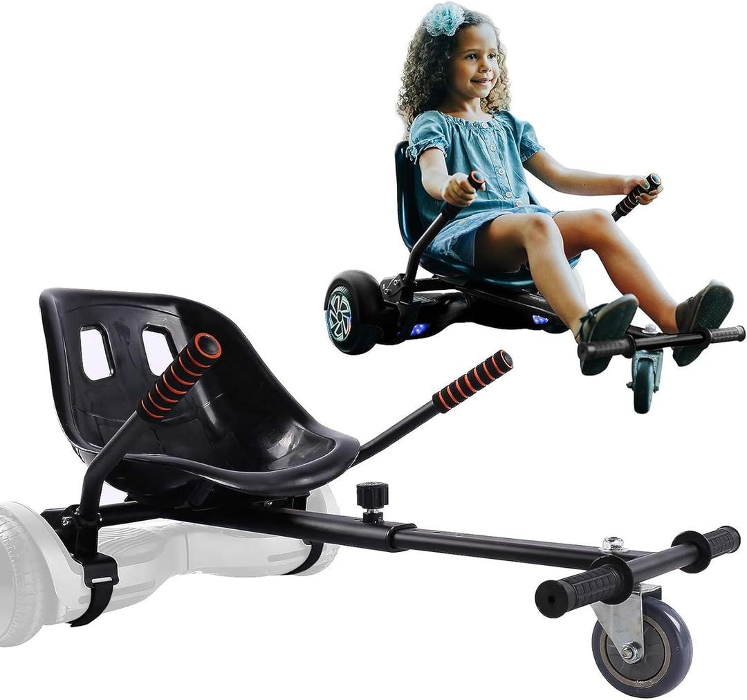 Hoverboard Seat Attachment for 6.5-10 Hover Board, Buggy Go Kart Conversion Kit, Accessory for Self Balancing Scooter, Hoverboards Go-Cart for Kids or Adults (Black)