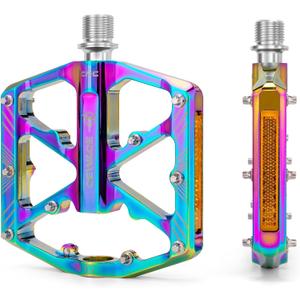 2 x Bike Pedals 9/16 Inch - Bicycle Pedals with Reflectors - 3 Sealed Bearings MTB Pedals Wide Platform Pedals for Mountain Bike, BMX, Road Bike Pedals