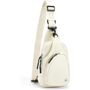 WESTBRONCO Small Sling Bag for Women Nylon Crossbody Sling Backpck Lightweight for Travel Casual Daily (Beige)