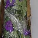 Artificial Flowers for Outdoors, Faux Petunias Spring Summer Decoration, Fake Flowers Plants UV Resistant Look Real Silk Flowers for Outside Planter Front Door Porch Patio Yard (6, Purple-White)