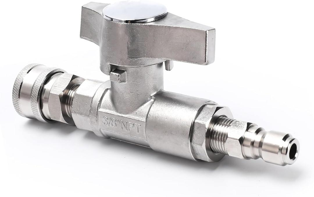 Pressure Washer Ball Valve, 3/8" Quick Connect, 5000 PSI Shut-Off Valve Made of 304 Stainless Steel for Power Washer Hose Stainless