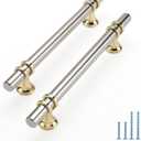 Rergy 10 Pack 5 Inch Brushed Nickel and Gold Cabinet Pulls Heavy-Duty Kitchen Cabinet Handles, Rust-Resistant and Durable Drawer Pulls Zinc Alloy Hardware for Cupboard,Closet,Cabinets (Hole Center: 5in(128mm))