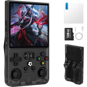 R36MAX Retro Handheld Gaming Console, Built-in 22,000+ Classic Games, Open Source Linux System, Portable Game Emulator Console, 4.0-Inch 4K HD IPS Screen Video Player, 4000mAh Battery (Black 128GB)