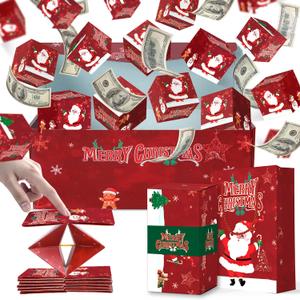 PINNORY Surprise Gift Box Explosion for Money, 18 Bounces Christmas Money Gift Boxes for Cash Pop Up with Gift Bag, Upgraded Elastic Exploding Gift Boxes for Cash, Photos & Notes, Fun Holiday Gift Giving