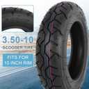 3.50-10 Scooter Tire, 3.50-10 Tubeless Tire for Scooters and Mopeds with 10 Inches Rims; 8PR 56 J; Angled Valve Stem - 2 Pack, Road Tread