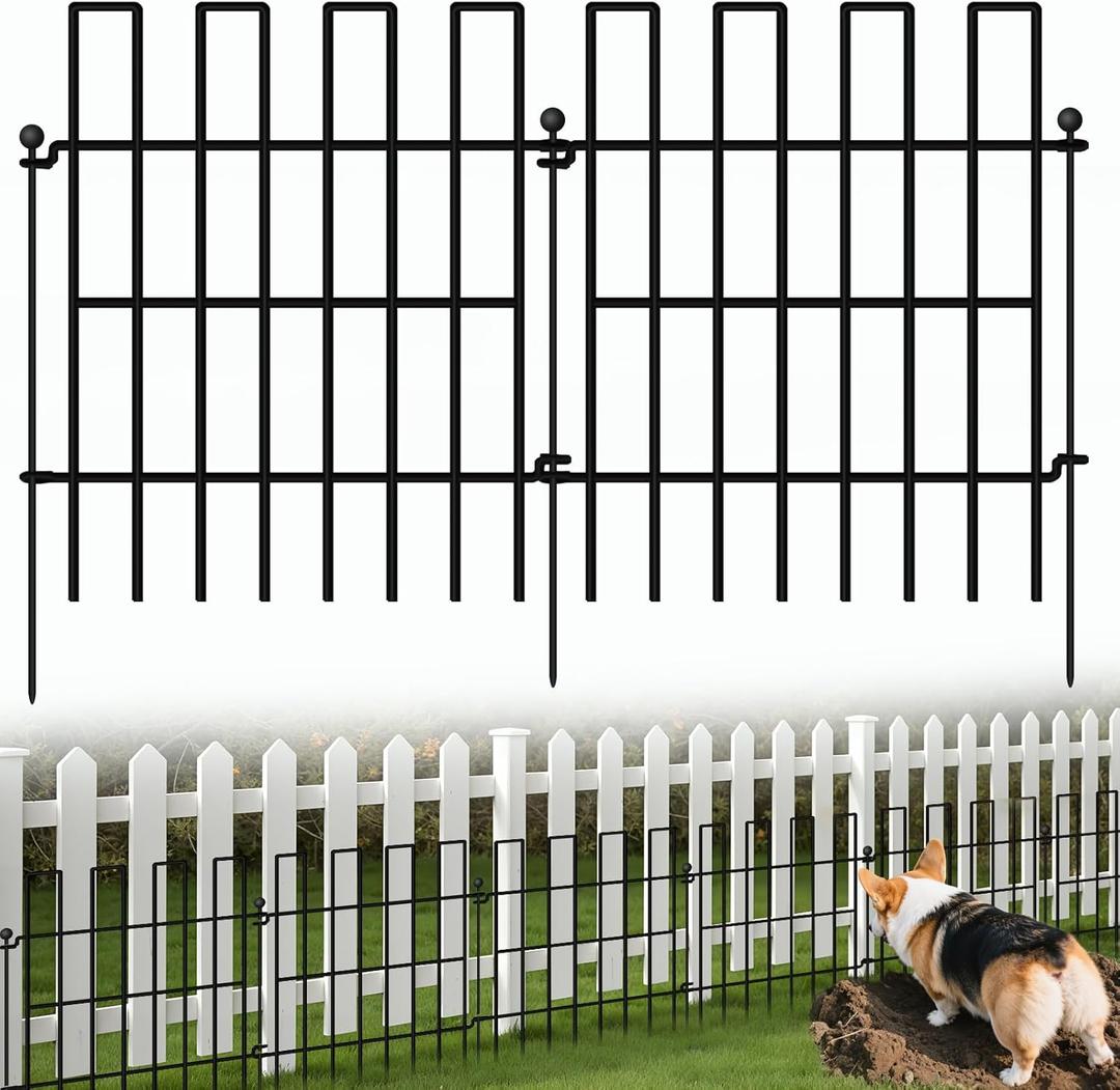 Animal Barrier Fence, 25 Panels Garden Fence Animal Barrier, 27 ft(L)17 in(H), No Dig Fences for Dogs and Rabbits, Rustproof Metal Garden Fencing, Under Fences Border Barrier for Outdoor, Yard, Patio