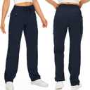 Womens Hiking Pants Quick Dry UPF 50 Lightweight Travel Golf Cargo Safari Pants Zipper Pockets (Blue, XL)