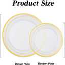 BESTSTAR 200PCS Clear Gold Plastic Plates Set, 100 10.25 inch Dinner Plates and 100 7.5 inch Dessert Plates, Disposable Plates for Party, Wedding