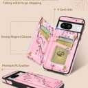 Shorogyt for Google Pixel 8A Wallet Case with Card Holder - Designer Peach Blossom Pattern Kickstand Magnetic Clasp Back Flip Folio Leather Phone Cases for Women Men Girls for Google Pixel 8A