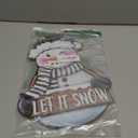 Winter Snowman Front Door Sign, Let It Snow Farmhouse Wood Hanger Outdoor Outside Porch Home Decor, Rustic Christmas Wooden Wreath Indoor Wall Hanging Decoration