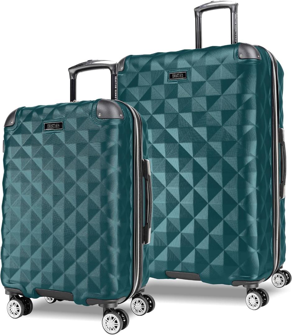 Kenneth Cole REACTION Diamond Tower Collection Lightweight Hardside Expandable 8-Wheel Spinner Travel Luggage, Deep Teal, 2-Piece Set (20" & 28")