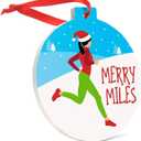 Gone for a Run Running Round Ceramic Ornament | Merry Miles Female