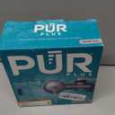 PUR Plus Horizontal Faucet Mount Filtration System with 3-in-1 Lead Reducing Filter, Water Filter for Sink, Lasts 100 Gallons, Compatible with Sinks with External Aerators, Metallic Grey